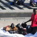 The Manteros - the 'blanket men' selling fake goods, A Barcelona Bus Tour, Catalonia, Spain - 25th October 2017