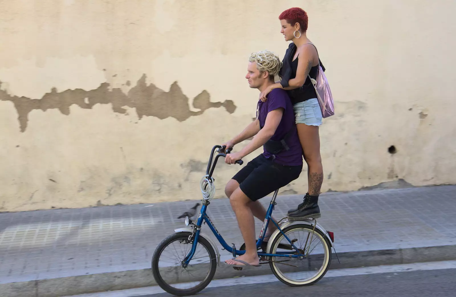 That's one way to get around town on a bike, from A Barcelona Bus Tour, Catalonia, Spain - 25th October 2017