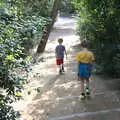 The boys walk down some steps, A Barcelona Bus Tour, Catalonia, Spain - 25th October 2017