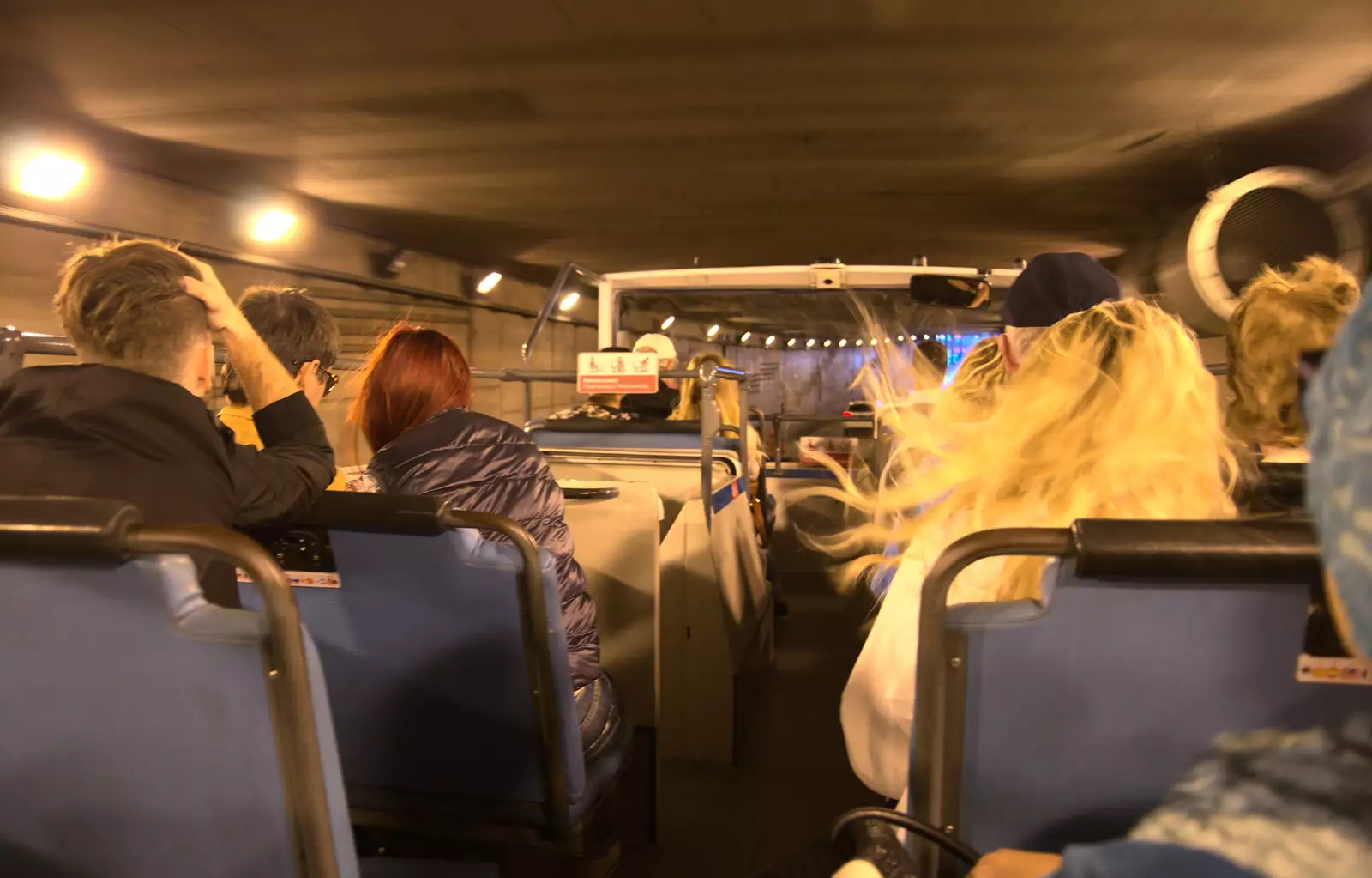 The bus goes through a low tunnel, from A Barcelona Bus Tour, Catalonia, Spain - 25th October 2017