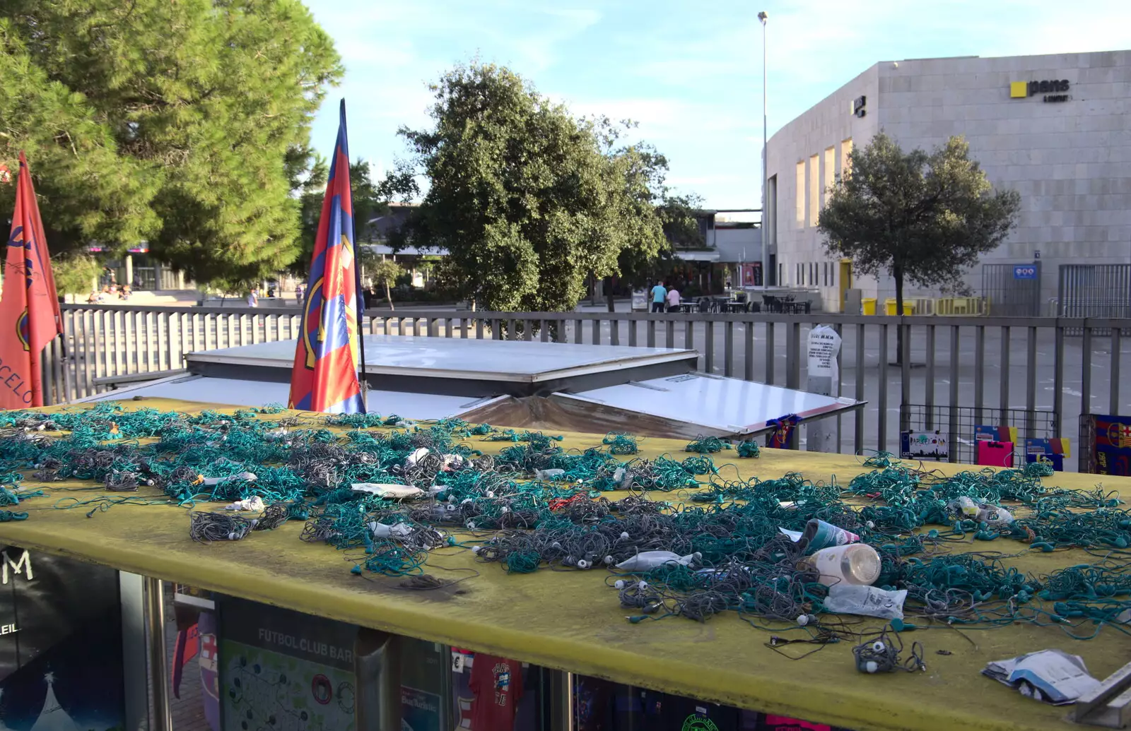 Millions of abandoned bus-tour earphones, from A Barcelona Bus Tour, Catalonia, Spain - 25th October 2017