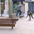 A camera on a stick films a skateboarder, A Barcelona Bus Tour, Catalonia, Spain - 25th October 2017