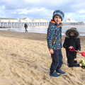 Harry and Fred on the beach at Southwold, A Trip to the Amusements, Southwold Pier, Southwold, Suffolk - 5th November 2017