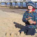 Harry looks up from his sandcastle building, A Trip to the Amusements, Southwold Pier, Southwold, Suffolk - 5th November 2017