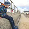 Harry on the sea wall, A Trip to the Amusements, Southwold Pier, Southwold, Suffolk - 5th November 2017