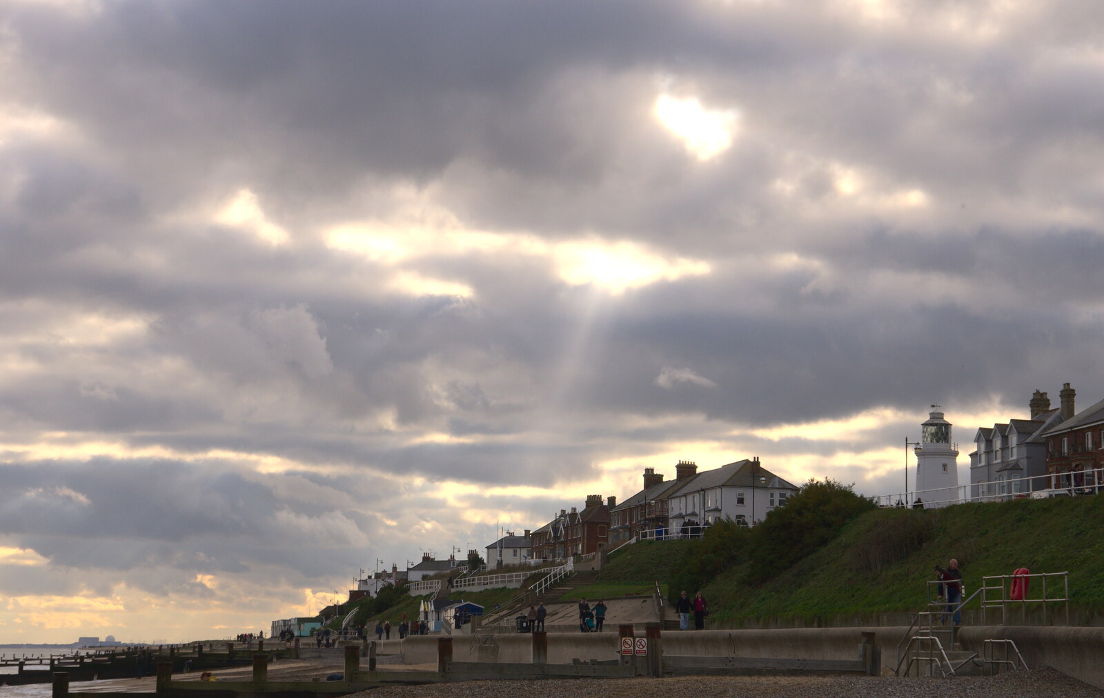 Crepuscular rays light up Southwold from A Trip to the Amusements, Southwold Pier, Southwold, Suffolk - 5th November 2017
