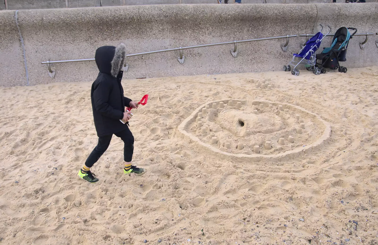 Fred's perfect sand city, from A Trip to the Amusements, Southwold Pier, Southwold, Suffolk - 5th November 2017