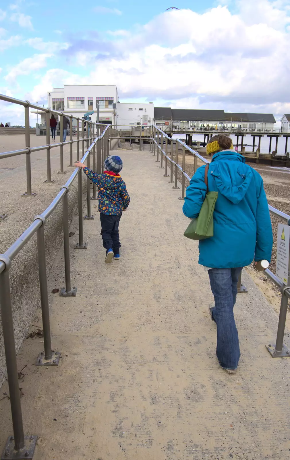 We walk back up to the pier, from A Trip to the Amusements, Southwold Pier, Southwold, Suffolk - 5th November 2017