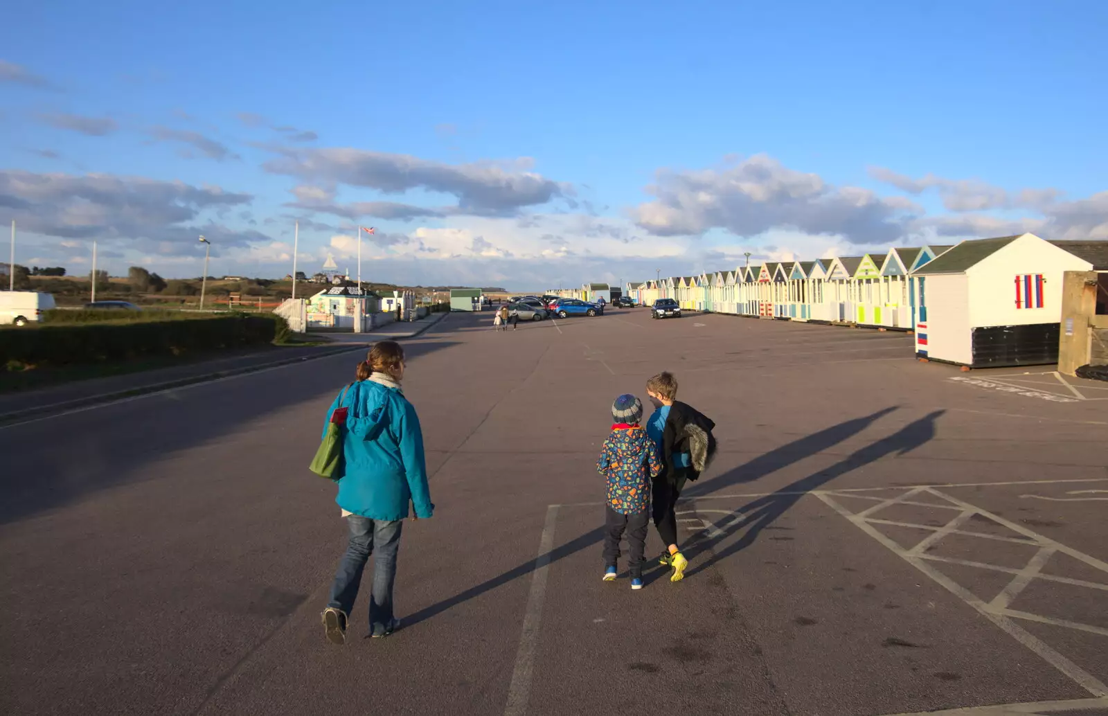 We walk across the almost-empty car park, from A Trip to the Amusements, Southwold Pier, Southwold, Suffolk - 5th November 2017