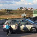 Harry waits by the car, A Trip to the Amusements, Southwold Pier, Southwold, Suffolk - 5th November 2017