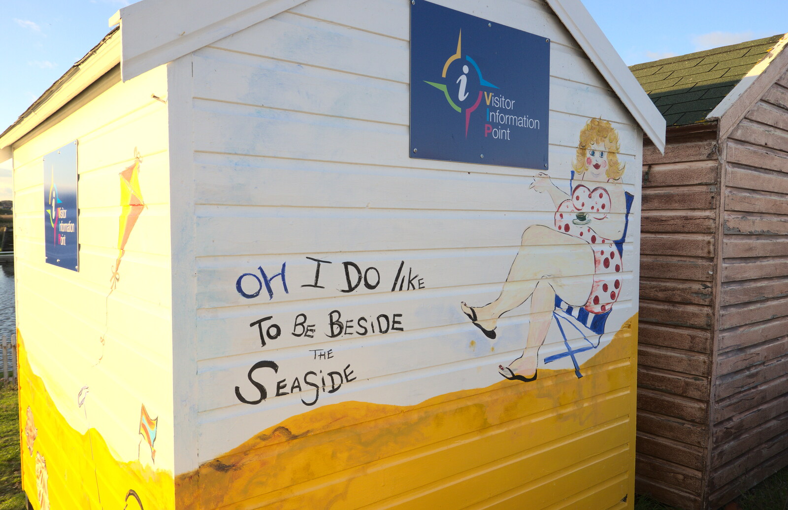 Saucy decoration on the tourist info beach hut from A Trip to the Amusements, Southwold Pier, Southwold, Suffolk - 5th November 2017