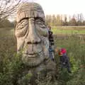 The boys say hello to the Big Giant Head, A Walk Around Eye, Suffolk - 19th November 2017