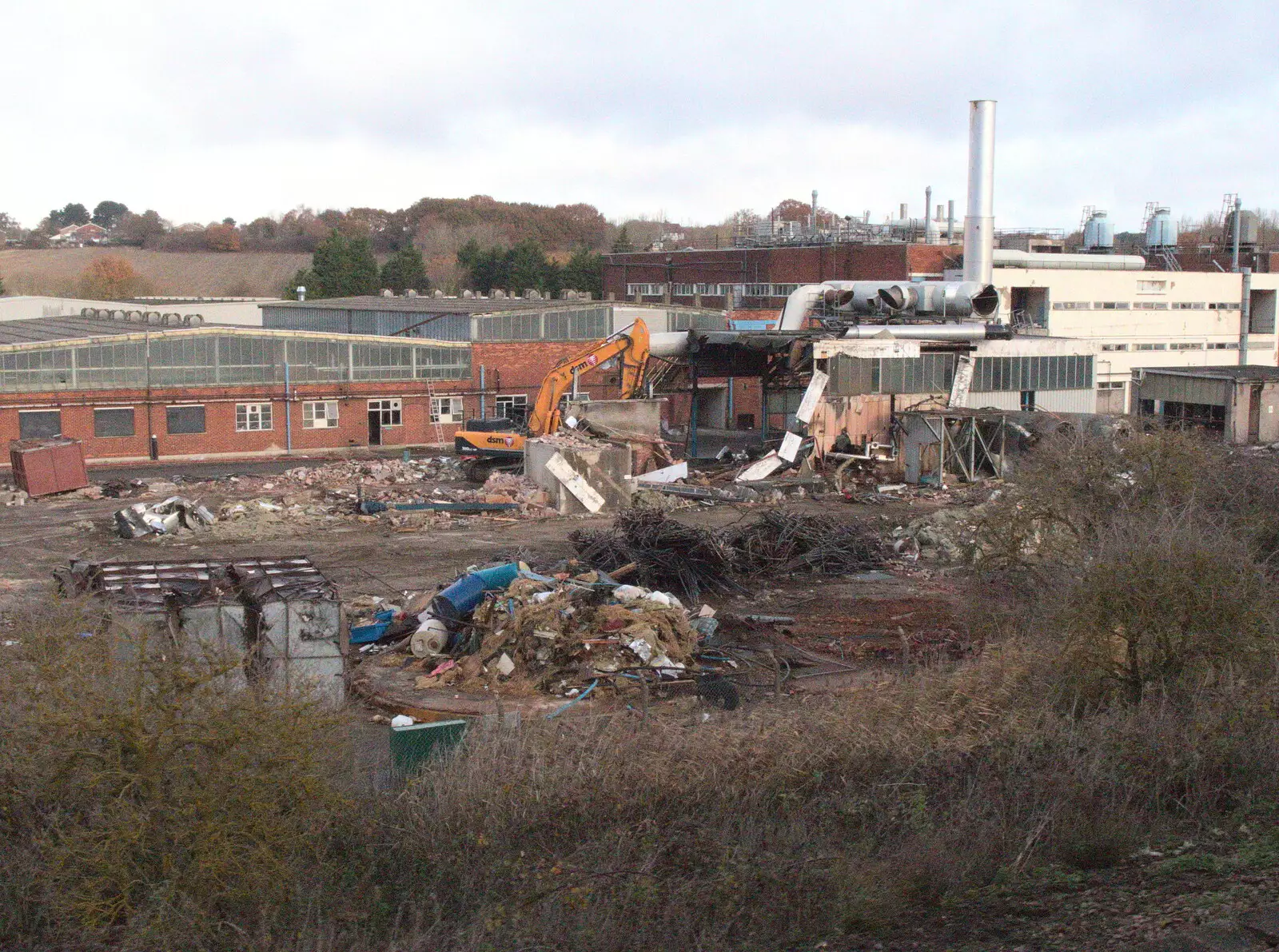 The demolition diggers are really going at it, from A Late November Miscellany, Diss, Brantham and London - 30th November 2017