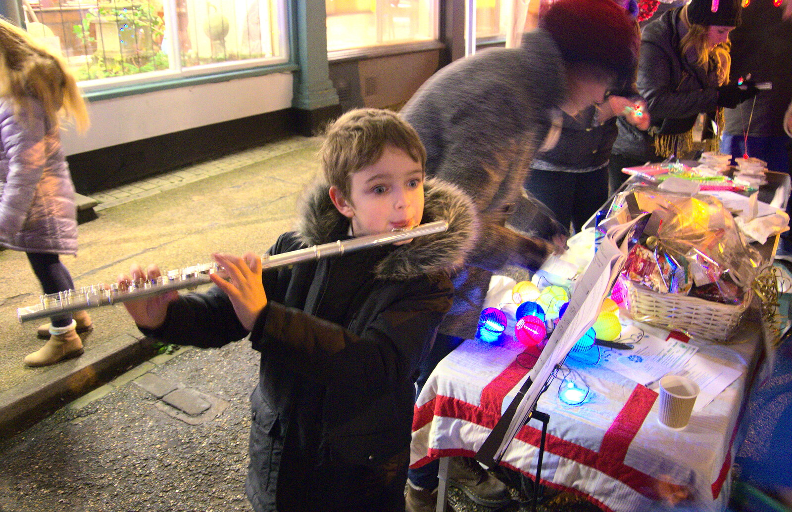 Fred plays flute from The Eye Christmas Lights, Eye, Suffolk - 1st December 2017