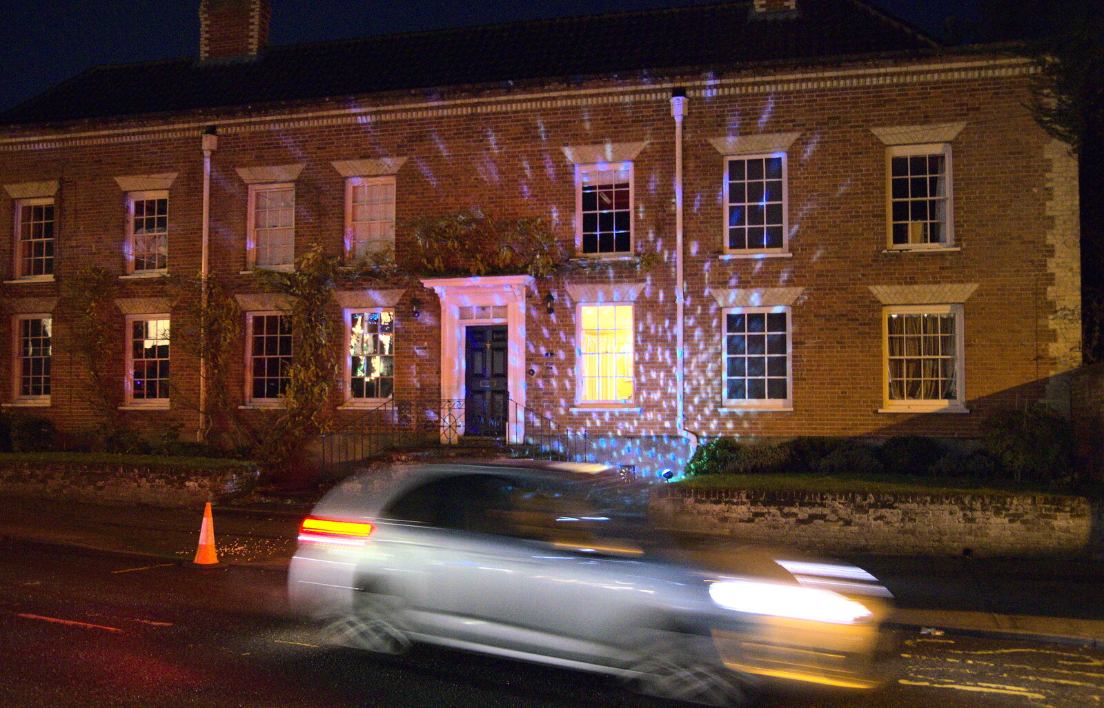 A house is covered with spots of light from The Eye Christmas Lights, Eye, Suffolk - 1st December 2017