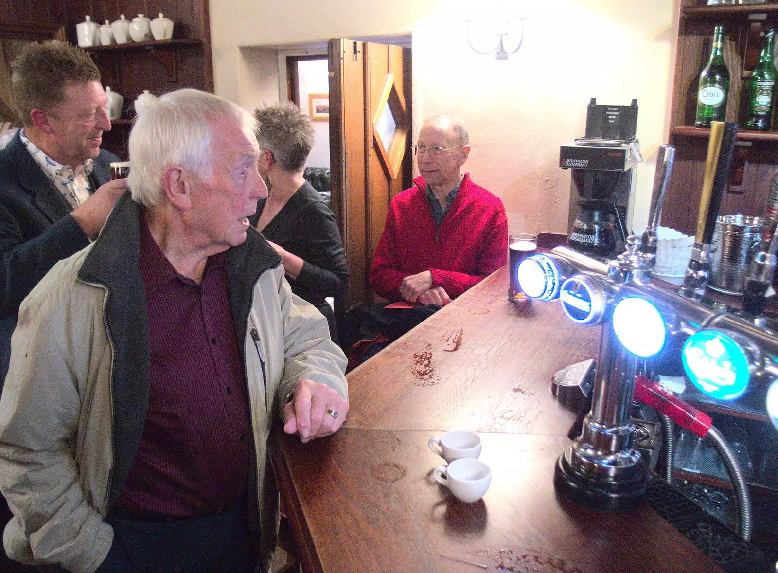 Colin and Apple are at the bar, from The BSCC Christmas Dinner, White Horse, Stoke Ash, Suffolk - 2nd December 2017