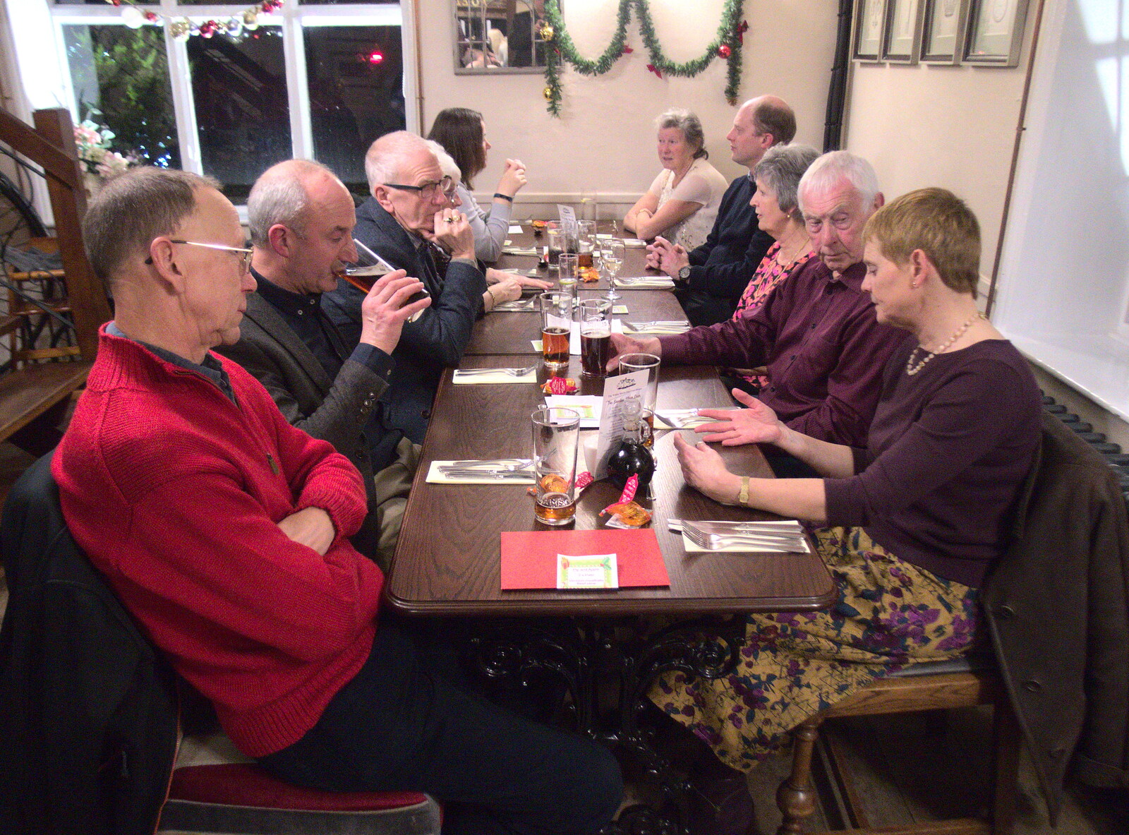 The adult table from The BSCC Christmas Dinner, White Horse, Stoke Ash, Suffolk - 2nd December 2017