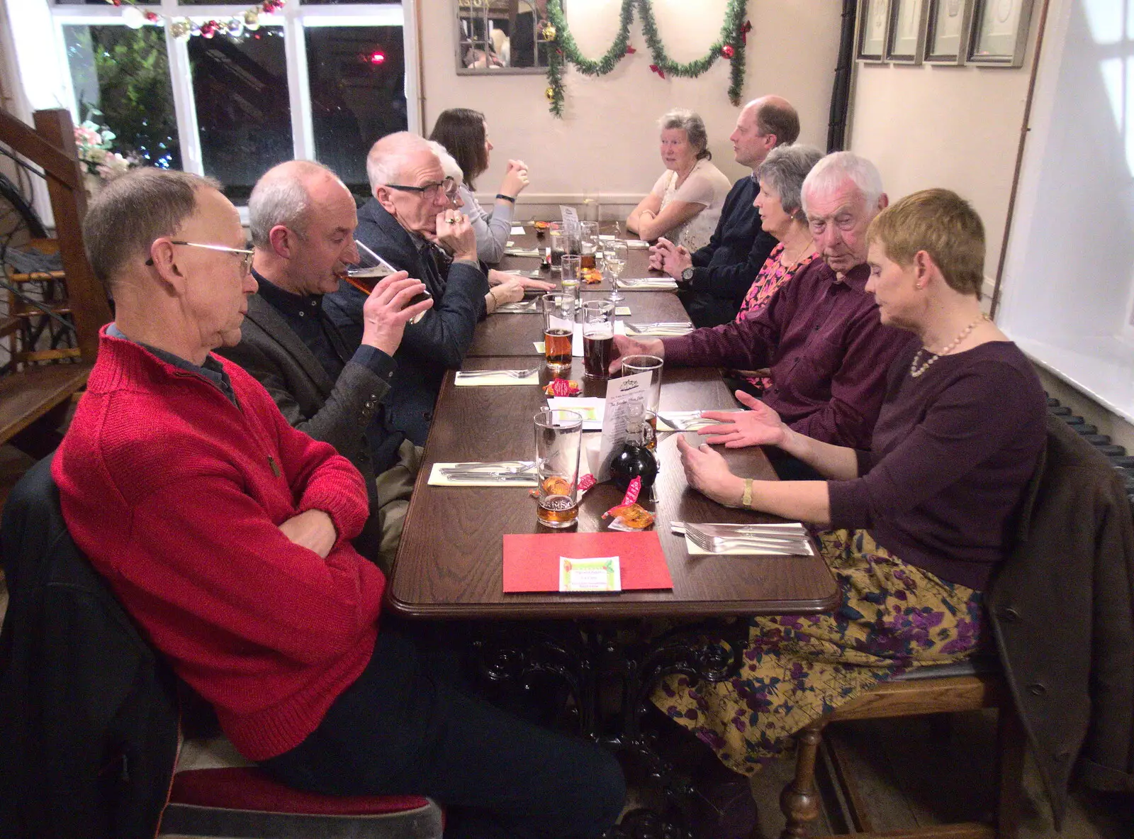 The adult table, from The BSCC Christmas Dinner, White Horse, Stoke Ash, Suffolk - 2nd December 2017