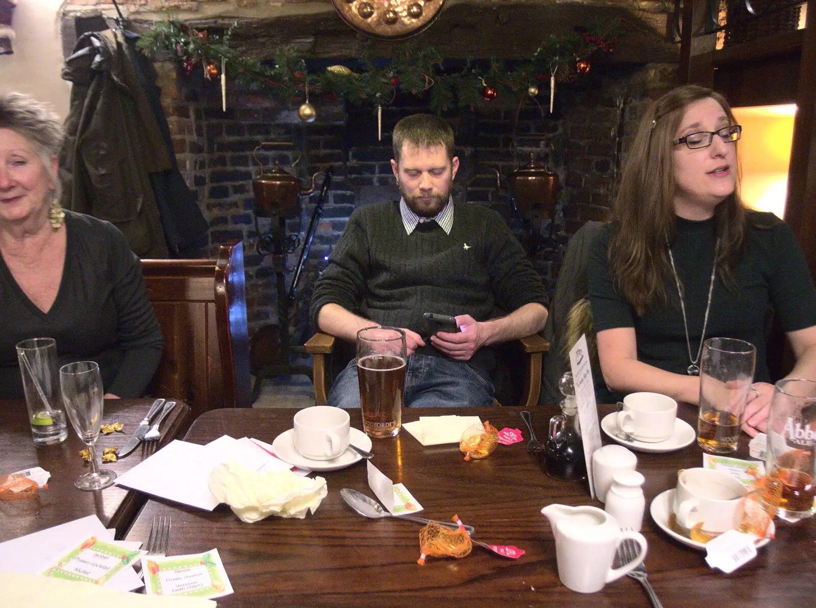 The Boy Phil finds it all a bit boring, from The BSCC Christmas Dinner, White Horse, Stoke Ash, Suffolk - 2nd December 2017