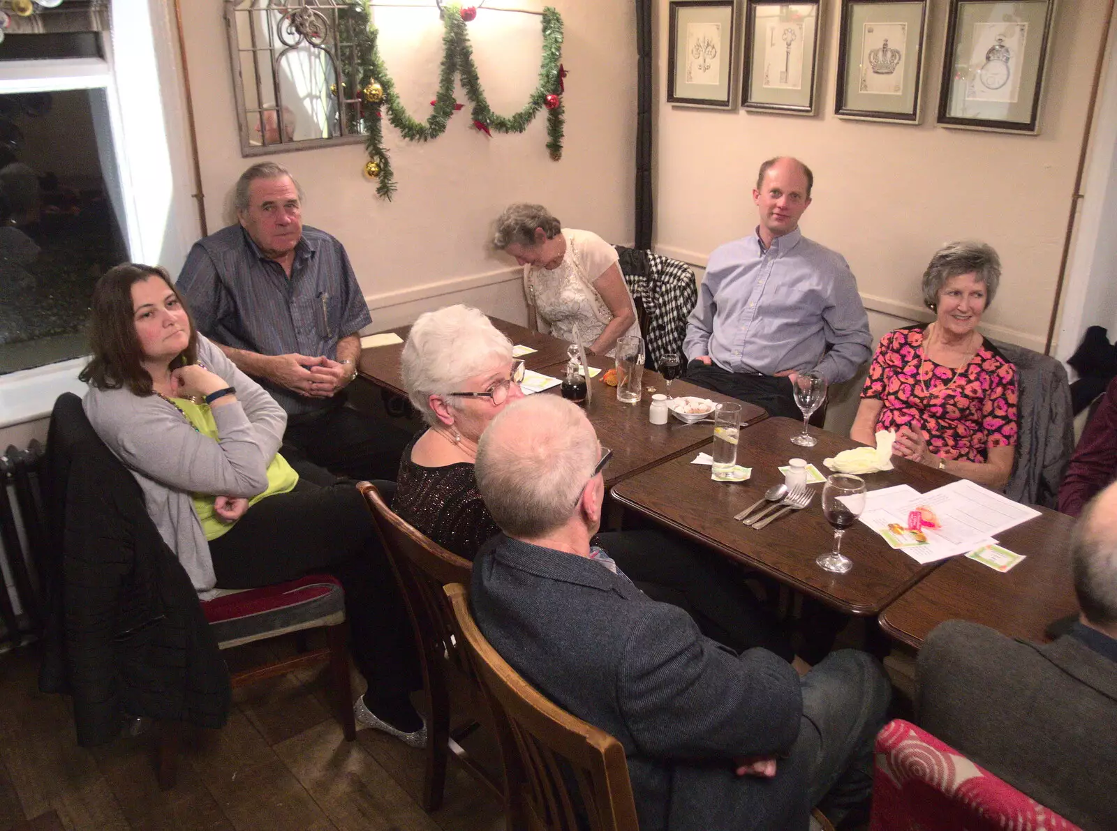 The Saga table, from The BSCC Christmas Dinner, White Horse, Stoke Ash, Suffolk - 2nd December 2017