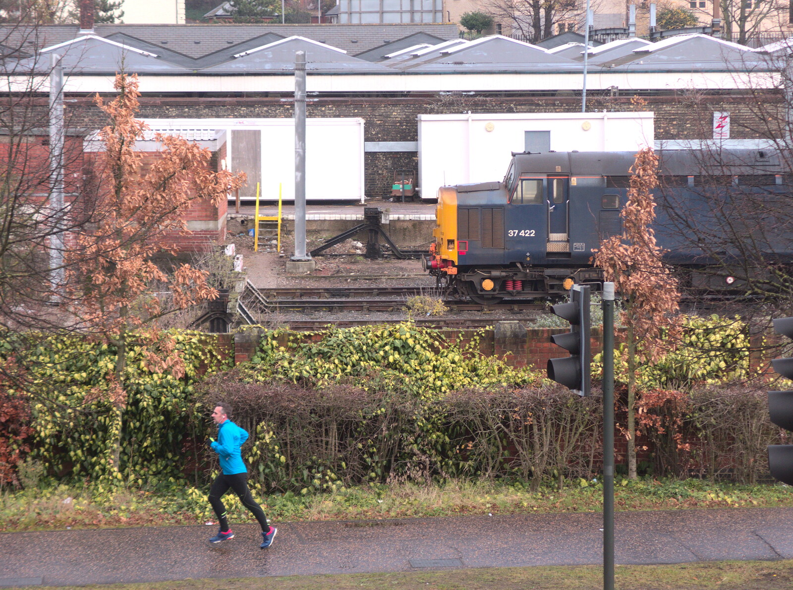 A jogger runs down Koblenz Avenue in Norwich from A Trip to the Cinema, Norwich, Norfolk - 3rd December 2017