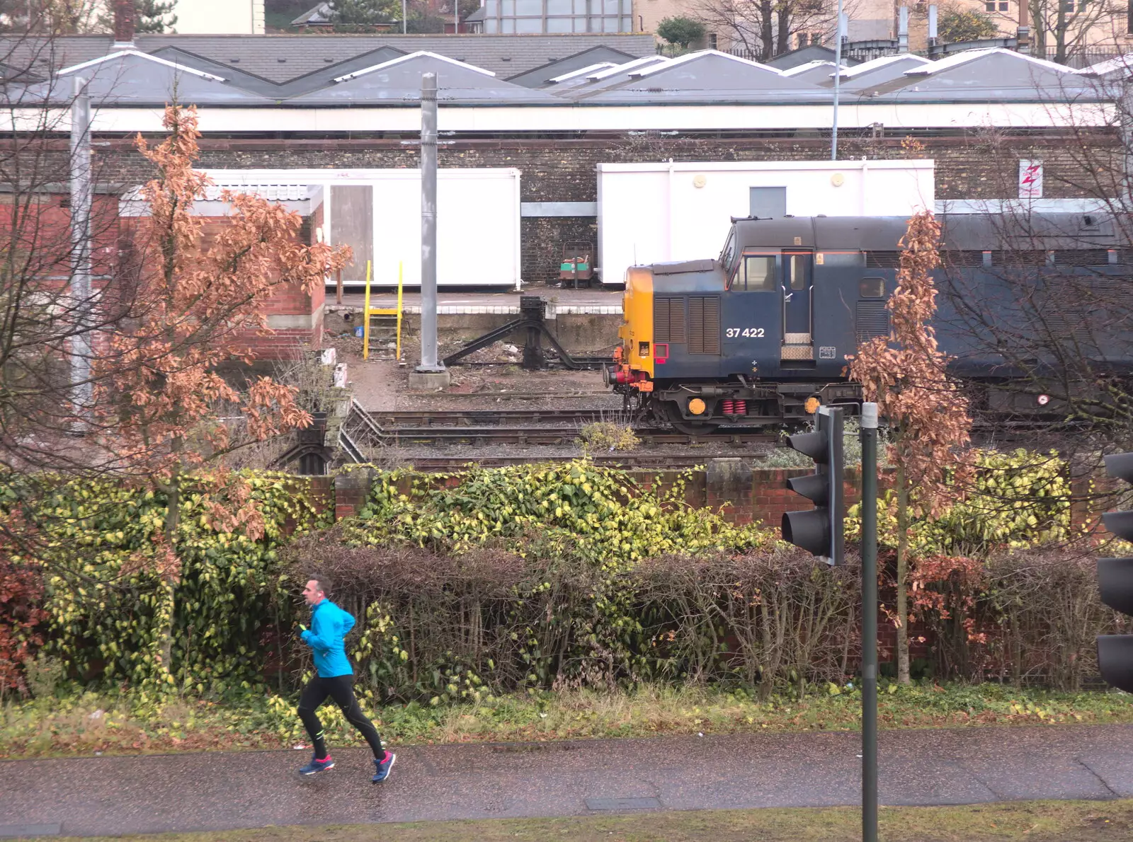 A jogger runs down Koblenz Avenue in Norwich, from A Trip to the Cinema, Norwich, Norfolk - 3rd December 2017