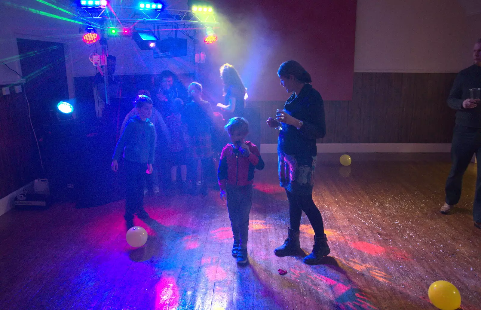 Fred, Harry and Isobel take to the dancefloor, from Bill's Birthday, The Lophams Village Hall, Norfolk - 9th December 2017