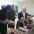 Tyler pours a lemonade as Jimmy look over, Bill's Birthday, The Lophams Village Hall, Norfolk - 9th December 2017