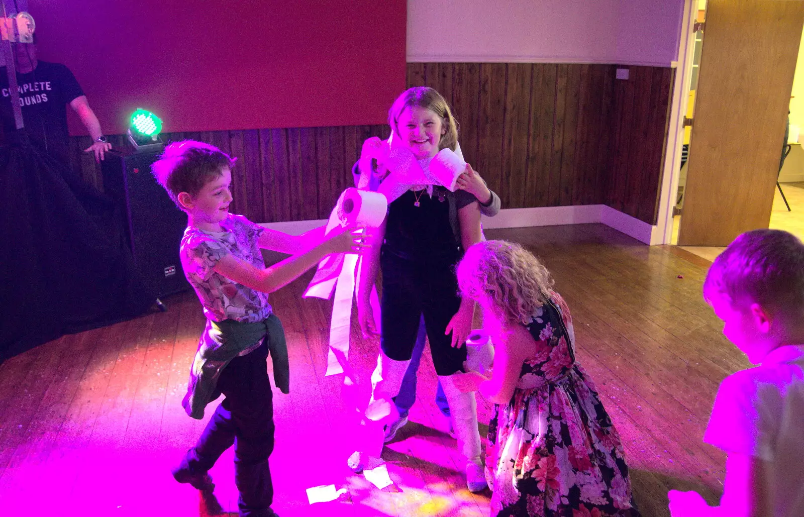 Fred and Jessica have got the bog roll out, from Bill's Birthday, The Lophams Village Hall, Norfolk - 9th December 2017