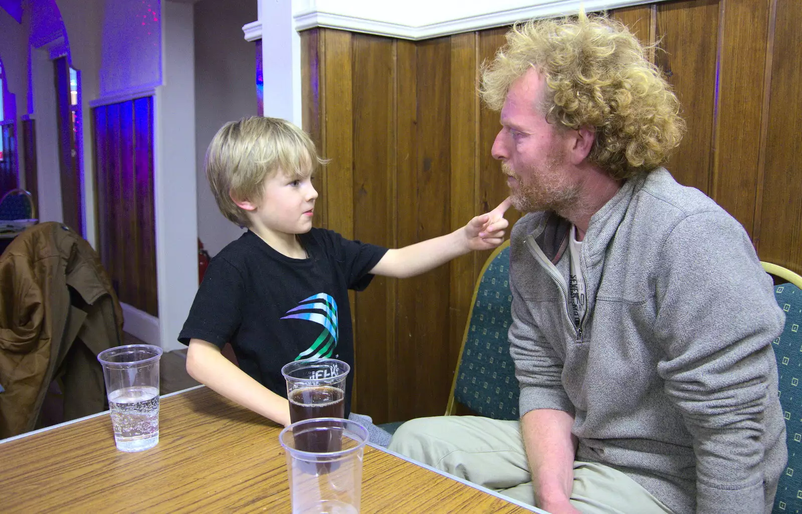 Harry pokes Wavy's beard, from Bill's Birthday, The Lophams Village Hall, Norfolk - 9th December 2017