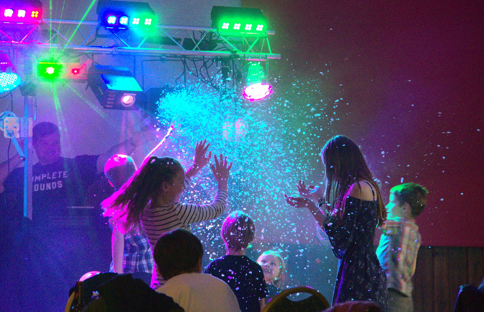Fake snow and disco lights from Bill's Birthday, The Lophams Village Hall, Norfolk - 9th December 2017