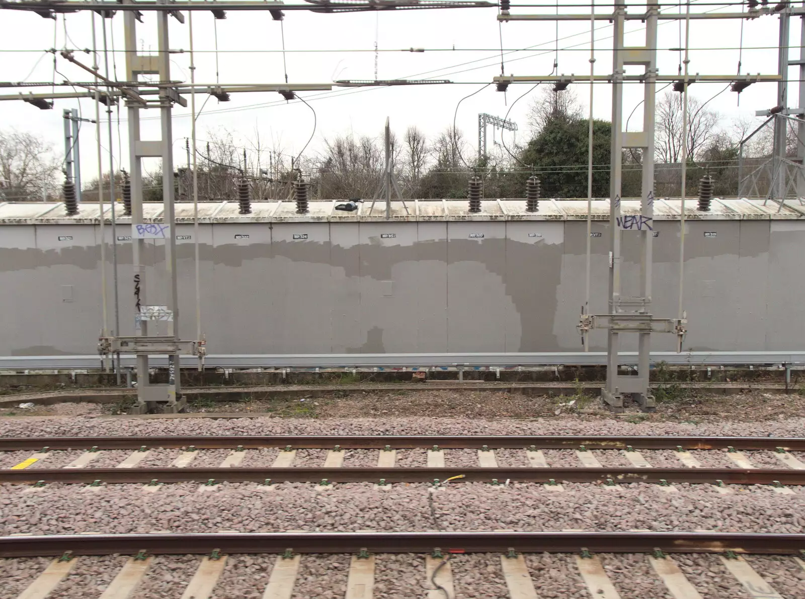 Graffiti has been painted over on a substation, from An Early Snow Day and the Christmas Tree, Brome, Suffolk - 10th December 2017