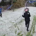 Fred runs around eating snow, An Early Snow Day and the Christmas Tree, Brome, Suffolk - 10th December 2017