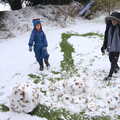 The boys make some snow balls, An Early Snow Day and the Christmas Tree, Brome, Suffolk - 10th December 2017