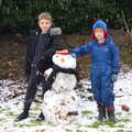 Fred and Harry with their snowman, An Early Snow Day and the Christmas Tree, Brome, Suffolk - 10th December 2017