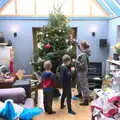 The gang decorate the new tree, An Early Snow Day and the Christmas Tree, Brome, Suffolk - 10th December 2017