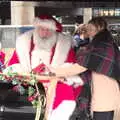 A reasonably-convincing Santa hands out presents, Reindeer Two Ways, Paddington and Suffolk - 19th December 2017