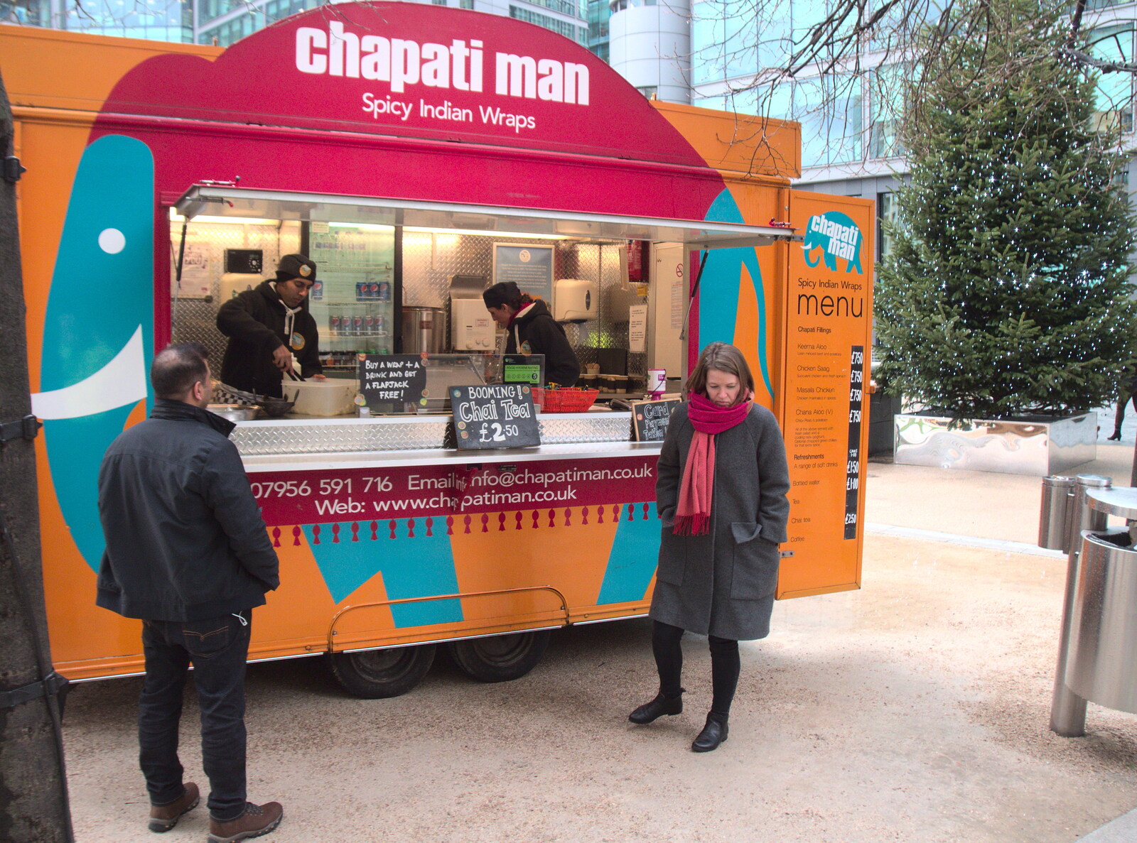 The Chapati Man van in the Sheldon Square pit from Reindeer Two Ways, Paddington and Suffolk - 19th December 2017