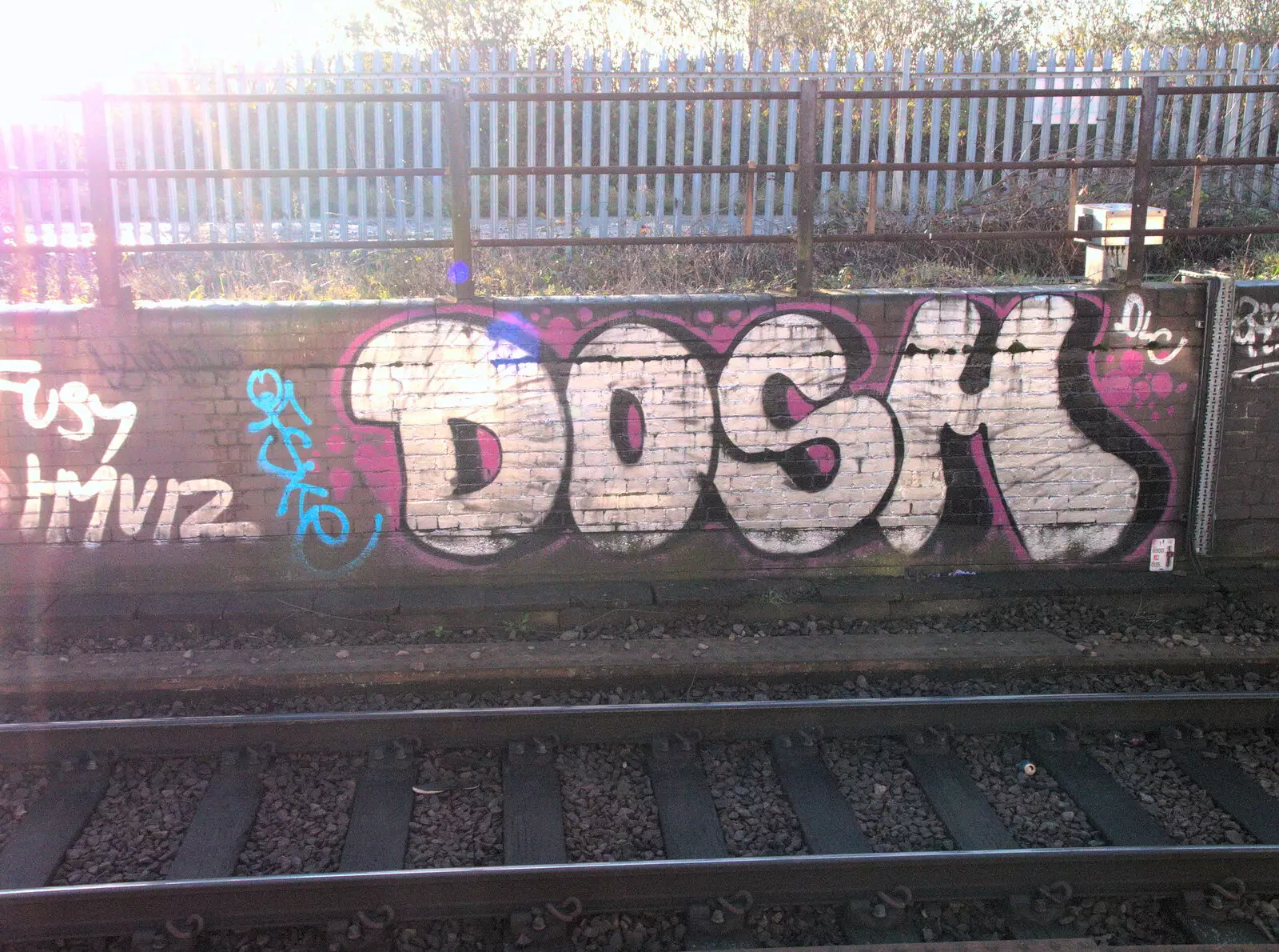 Dosh graffiti in the sun, from A Work Lunch in Nandos, Bayswater Grove, West London - 20th December 2017