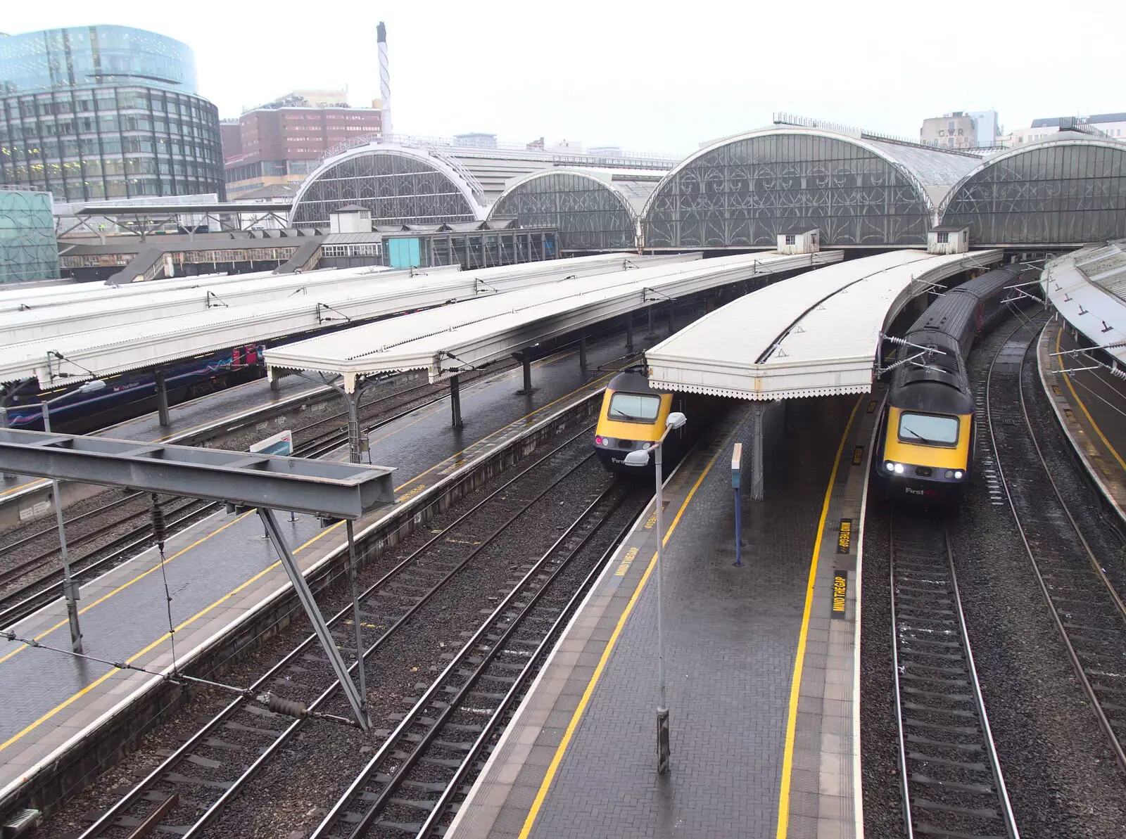 Two Class 43s and Paddington Station, from A Work Lunch in Nandos, Bayswater Grove, West London - 20th December 2017