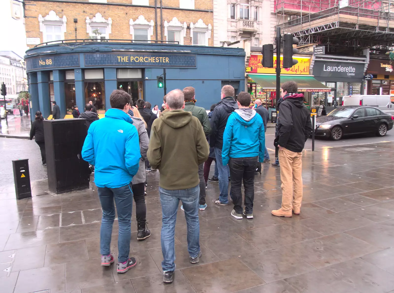 Rainy pavements outside the Porchester pub, from A Work Lunch in Nandos, Bayswater Grove, West London - 20th December 2017