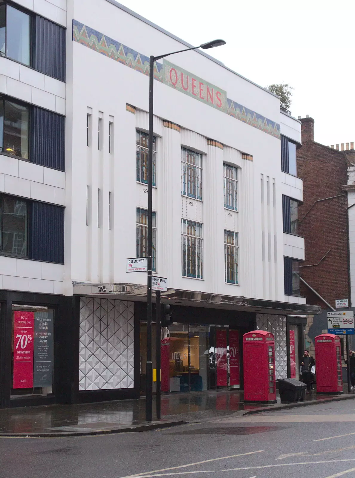 The 1930s Queens cinema is a furniture store, from A Work Lunch in Nandos, Bayswater Grove, West London - 20th December 2017