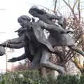 A statue of some children chasing a ball, A Work Lunch in Nandos, Bayswater Grove, West London - 20th December 2017