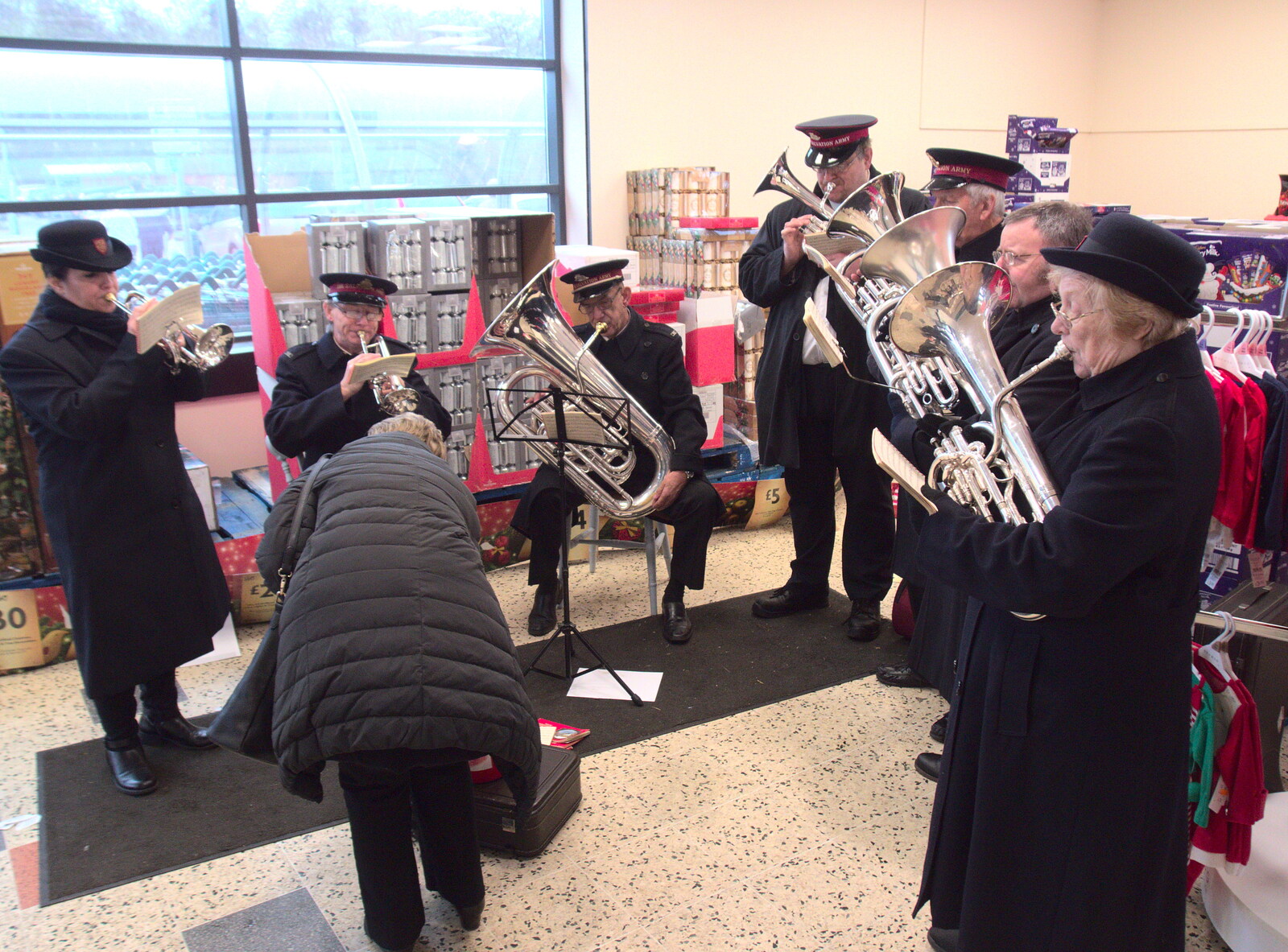 A sighting of the Salvation Army band from A Spot of Christmas Shopping, Norwich and Diss, Norfolk - 23rd December 2017