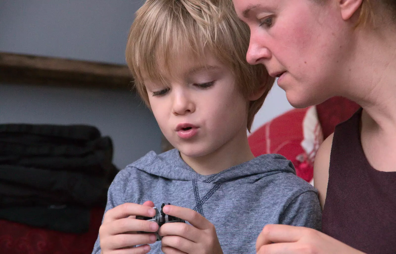 Harry and a bit of Lego, from Christmas Day and The Swan Inn, Brome, Suffolk - 25th December 2017