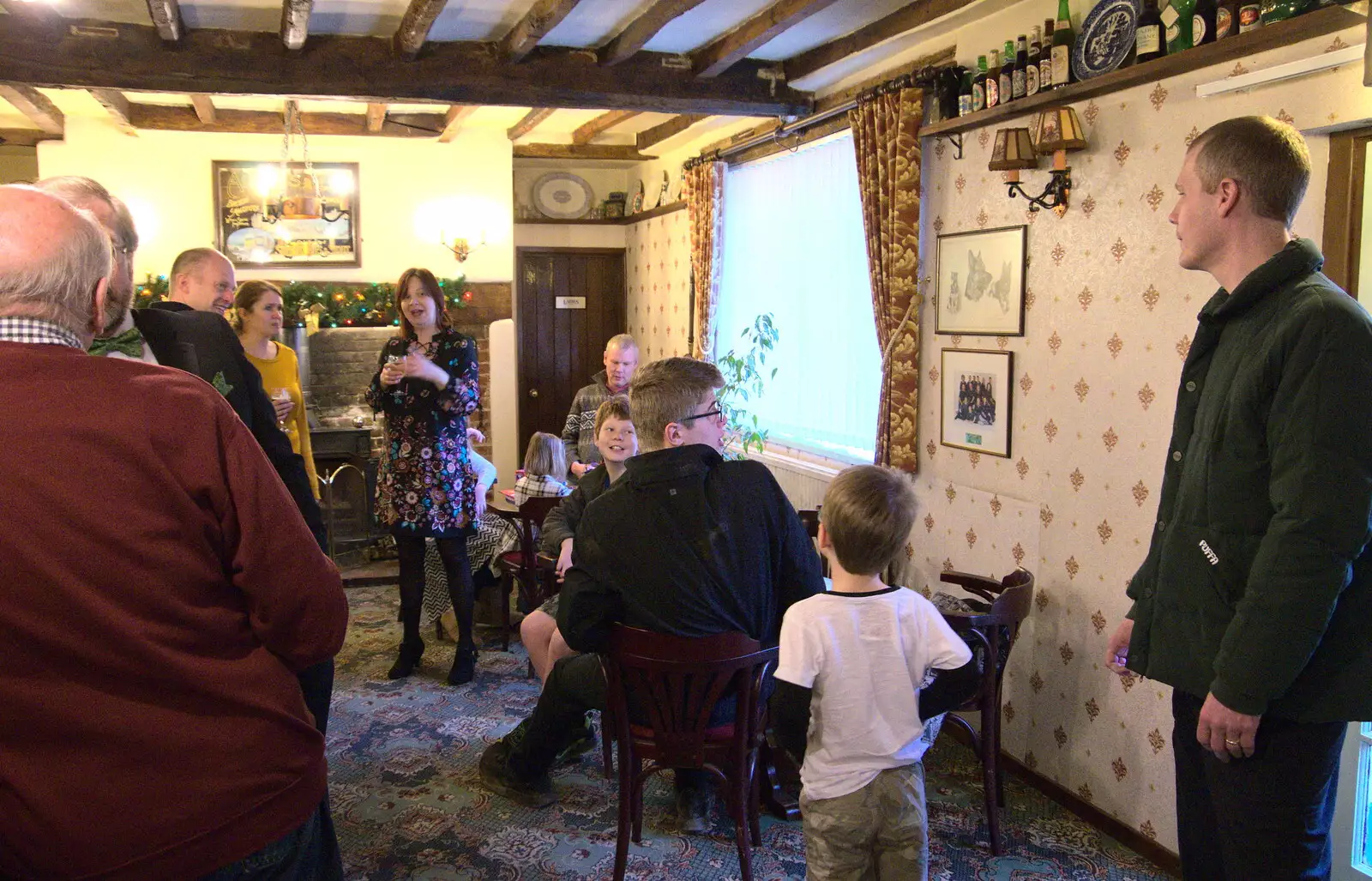 Andy lurks by the door, from Christmas Day and The Swan Inn, Brome, Suffolk - 25th December 2017