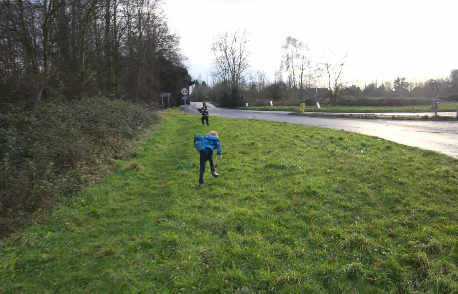 Harry frantically runs off after Fred, from Christmas Day and The Swan Inn, Brome, Suffolk - 25th December 2017