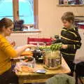 Fred helps with sprout peeling, Christmas Day and The Swan Inn, Brome, Suffolk - 25th December 2017