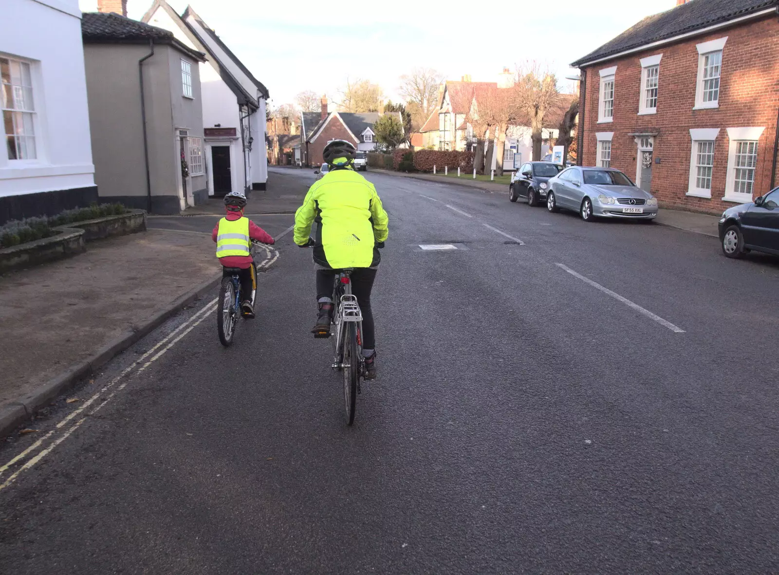 Fred and Isobel on Lambseth Street, from Boxing Day in the Queen's Head, Eye, Suffolk - 26th December 2017