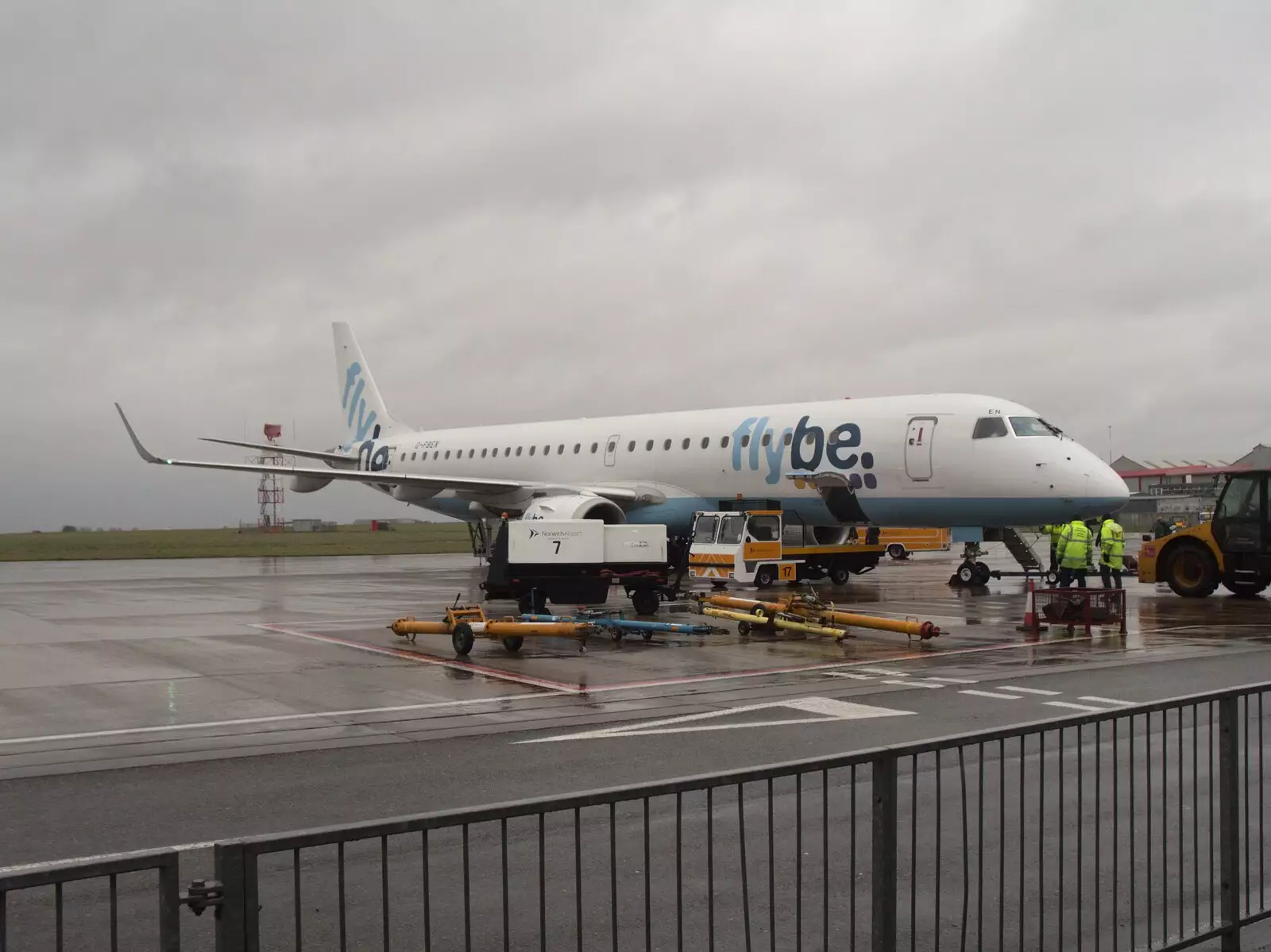 Our FlyBe jet on the apron at Norwich, from An End-of-Year Trip to Spreyton, Devon - 29th December 2017